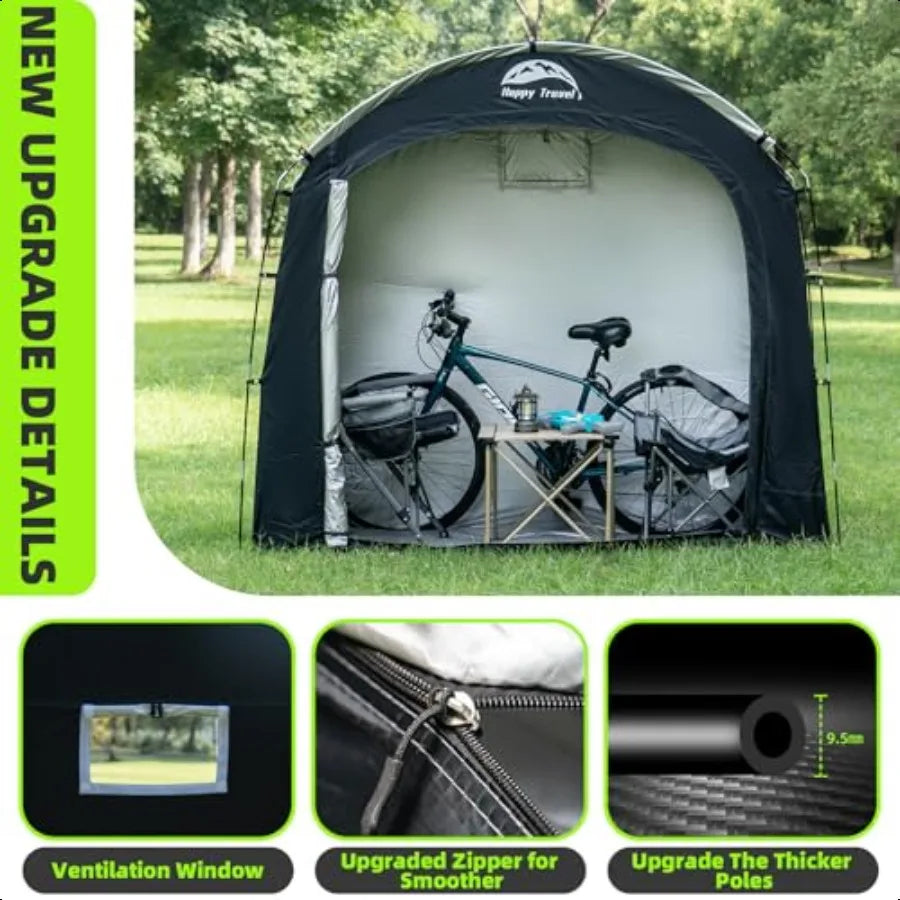 Bike Storage Tent ShedLarge Outdoor Waterproof Bicycle Covers Shelter with Window for 2 3 Bikes Oversized Outside Portable Shed