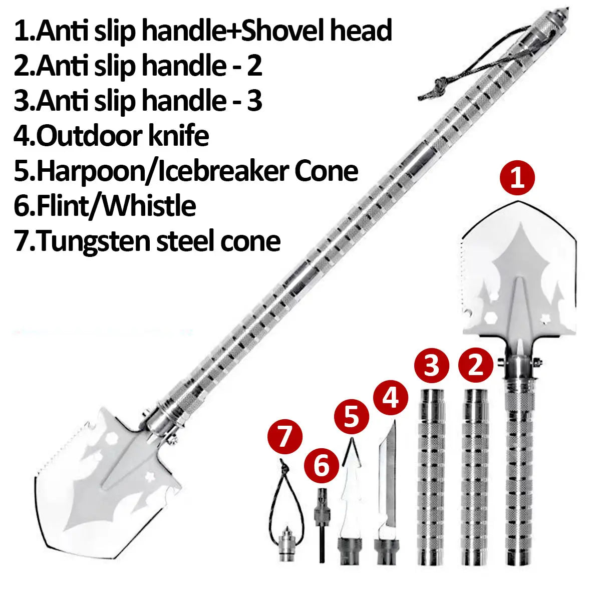 Multi Functional Detachable Foldable Military Electric Shovel Outdoor Survival Equipment Self-Defense Tools Camping Accessories