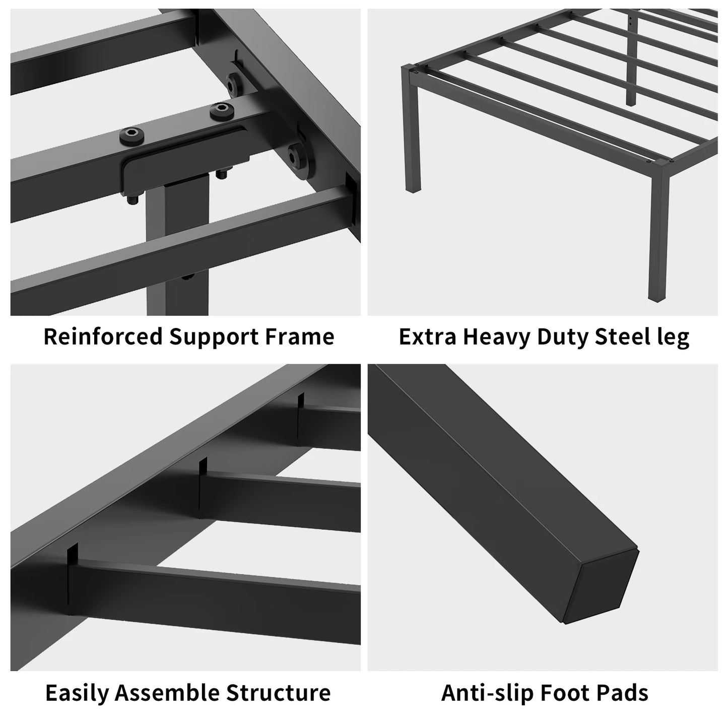 16 Inch Twin Bed Frame Heavy Duty Metal Platform Bed with Underbed Storage, No Box Spring Needed, Easy Assembly