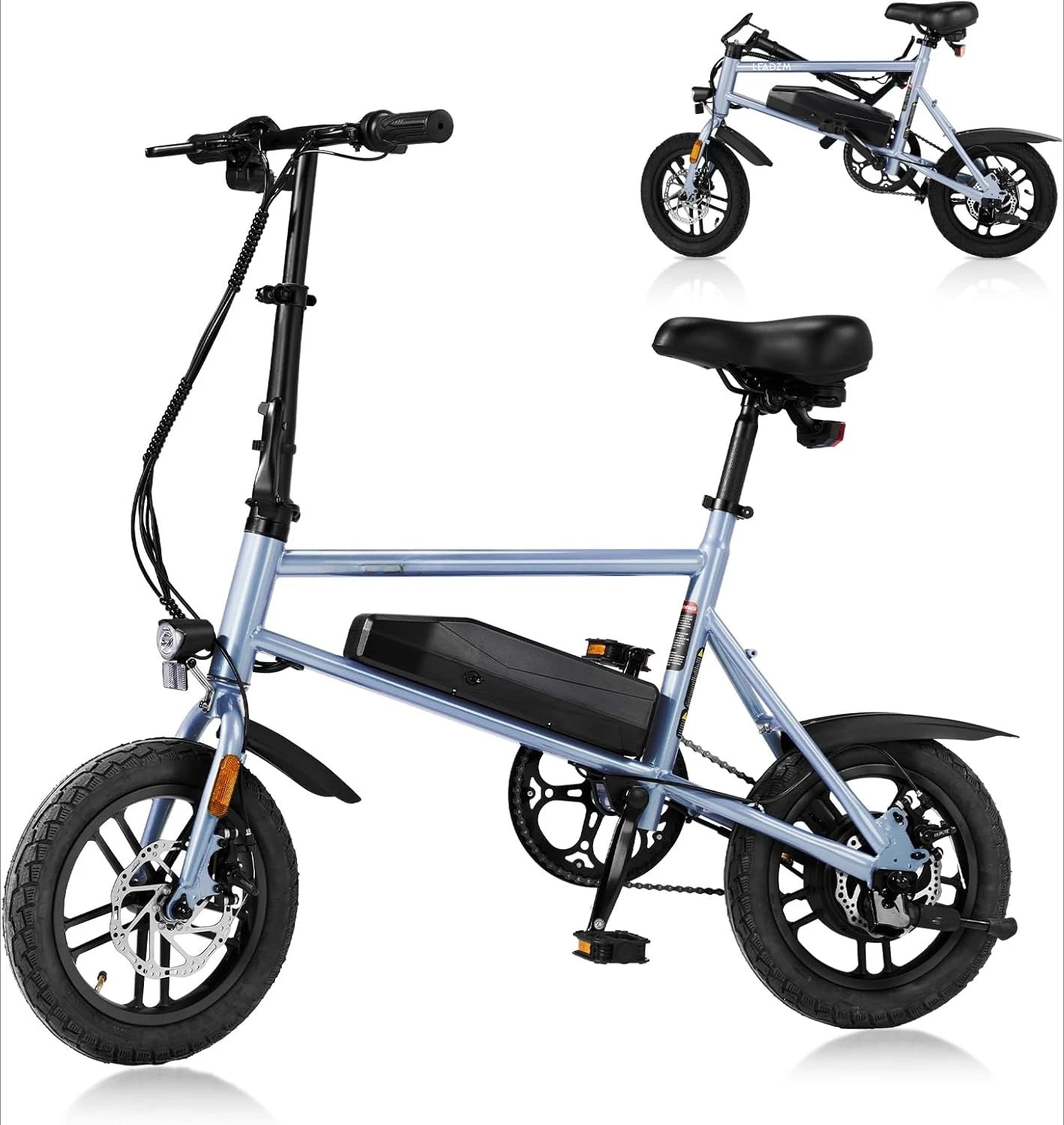 Electric Bike for Adults, 14" Folding Electric Bicycle 450W Motor with Dual Disc Brakes, Max Range 25Miles(Pedal-Assist)