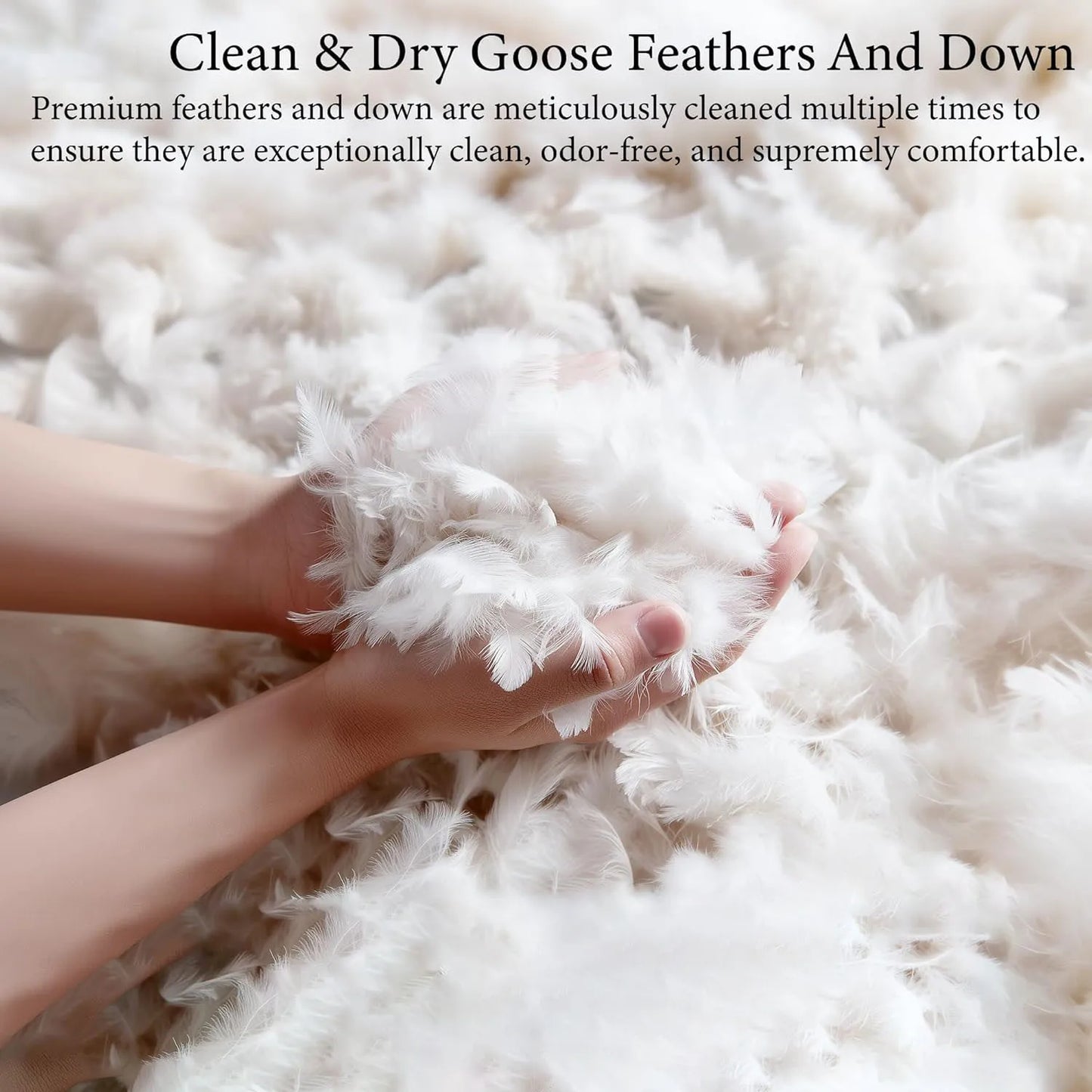 2pcs 90% Goose Feather Down Pillows, Hotel Pillows for Sleeping, Breathable Cotton Cover, Fluffy Support Back, Stomach Sleepers