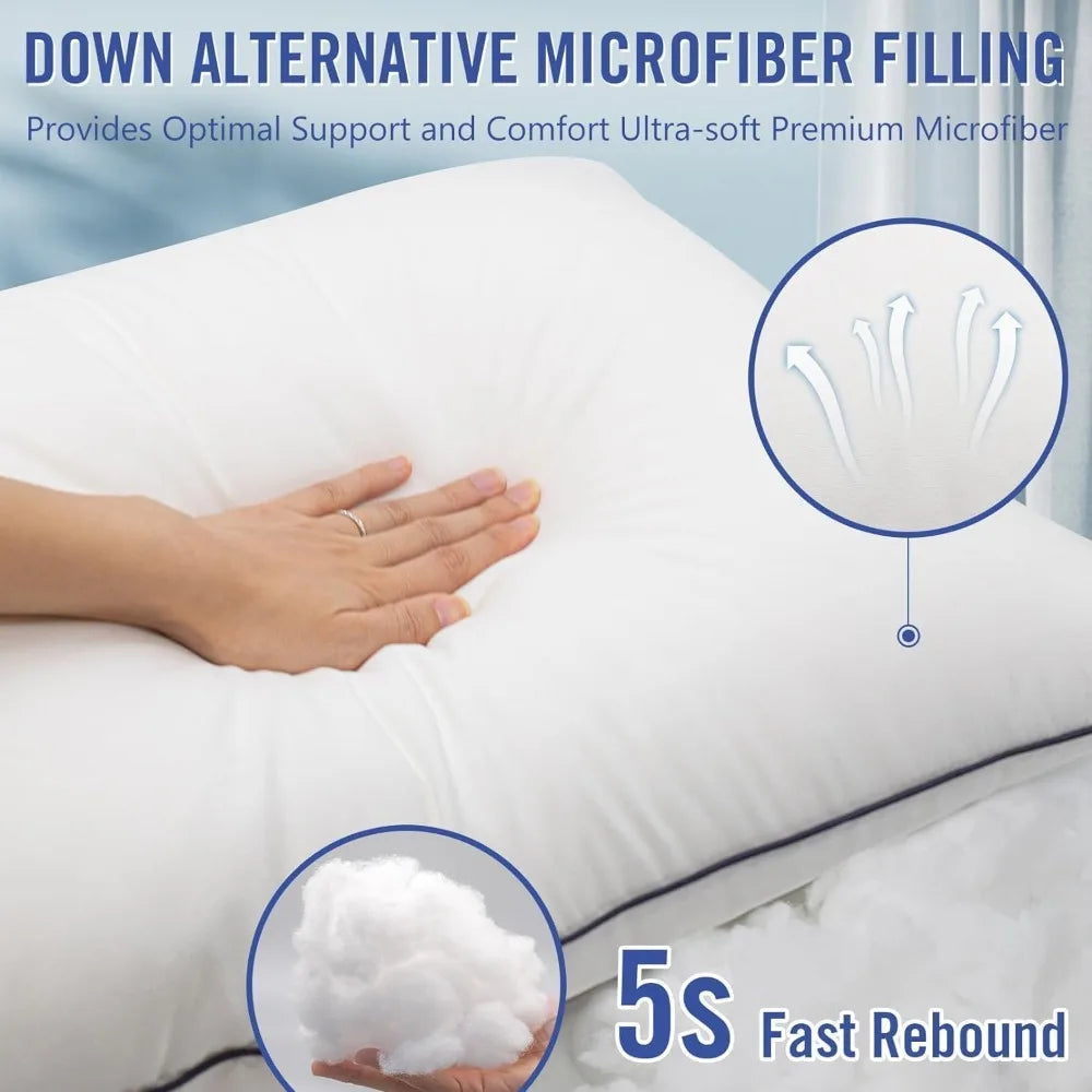 Hotel Collection Bed Pillows for Sleeping 4 Pack King Size Cooling Pillows Set of 4 for Back, Stomach or Side Sleepers, Super So
