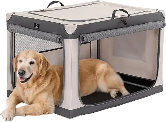 Adjustable Stainless Steel 40 Inch Dog Crate for Large Dogs - Lightweight, Durable, and Foldable Crate