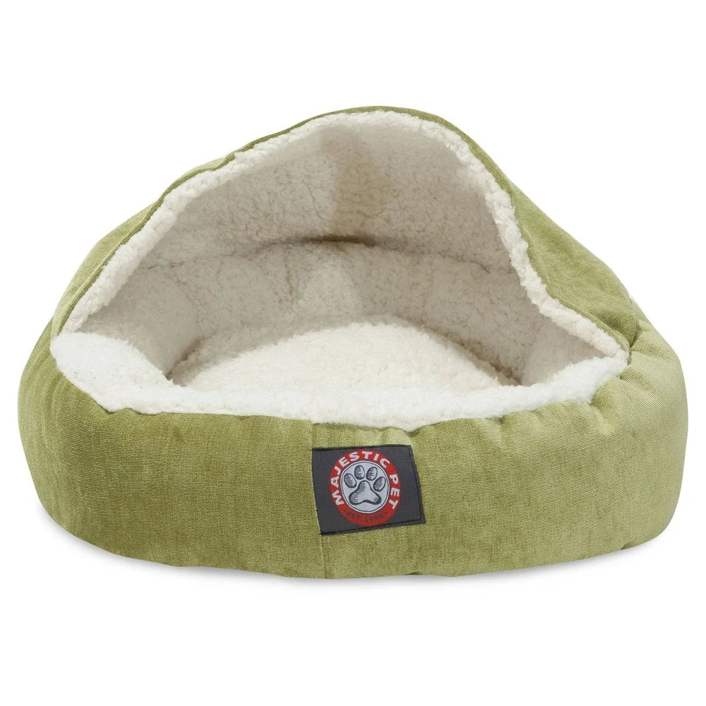 Cozy Canopy Cat Bed Soft Faux Suede Plush Sherpa Napping Nesting Burrowing Pet Bed Machine Washable Durable Cat Furniture