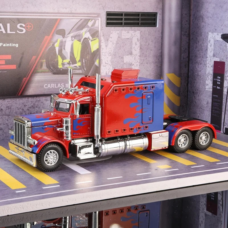 1:24 Peterbilt 389 alloy car model, with lighting and simulated sound effects,Toy Trucks for Boys gift