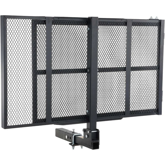 Hitch Mount Cargo Carrier, 45.3" x 25.6" Iron Cargo Rack with Folding Ramp, Stabilizer & Straps, 500 lbs Mobility Scooter Carri