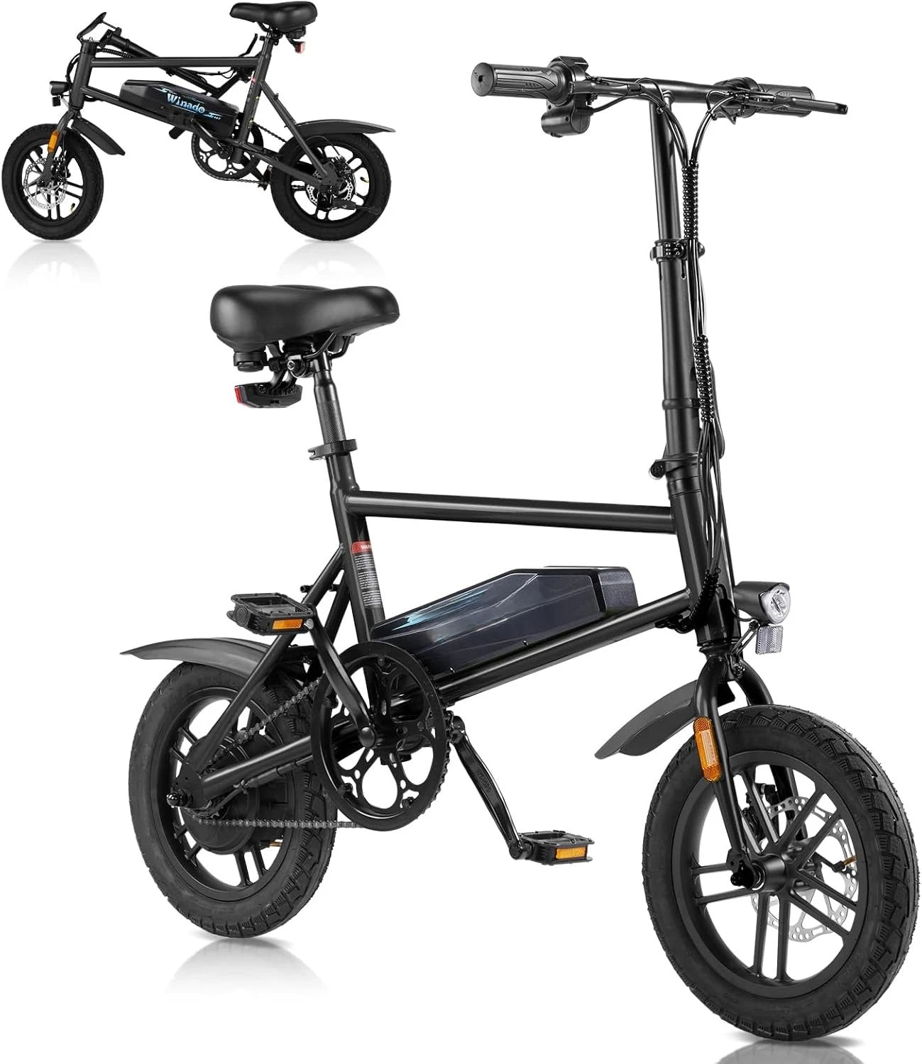 Electric Bike for Adults, 14" Folding Electric Bicycle 450W Motor with Dual Disc Brakes, Max Range 25Miles(Pedal-Assist)