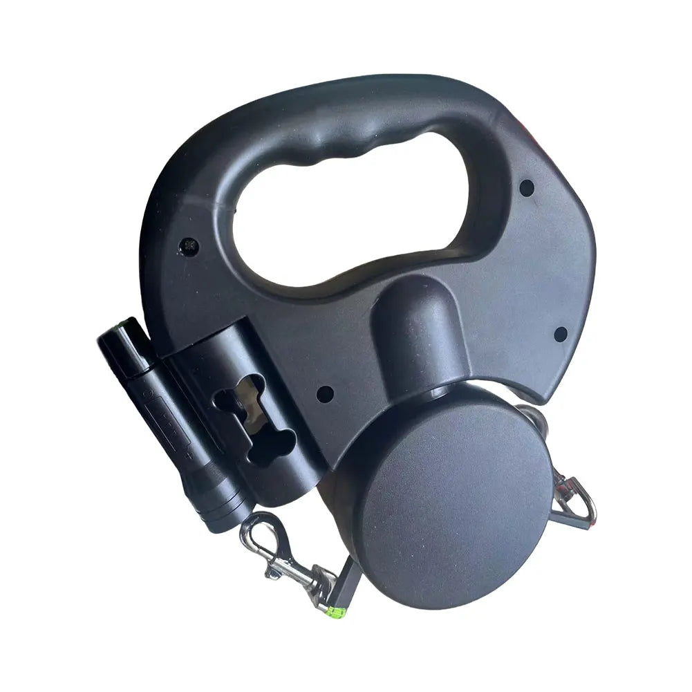 Double Headed Dog Leash Traction Rope 360 Degree Swivel Dog Walking Leash with LED Light Retractable Dog Leash for 2 Dogs