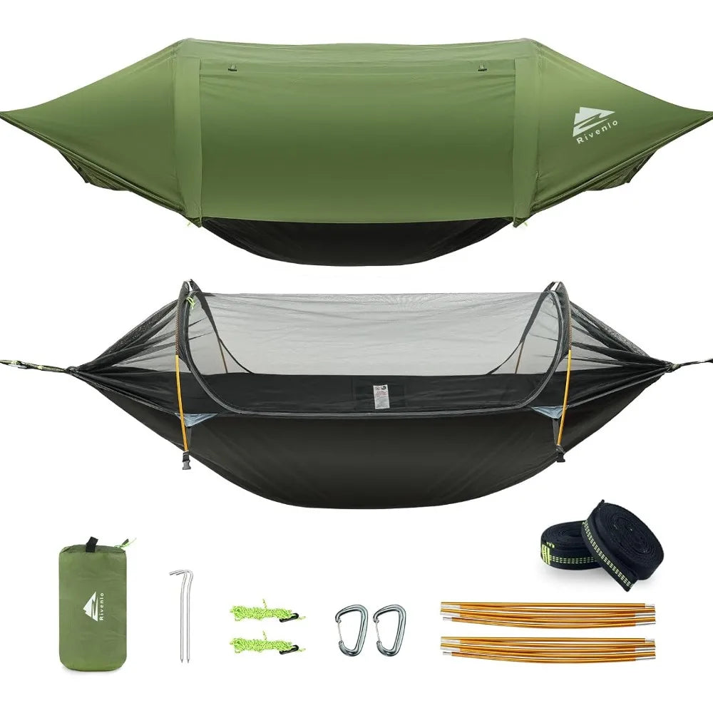 3-in-1 Portable Waterproof Camping Hammock with Mosquito Net and Rain Cover for Outdoor Adventures