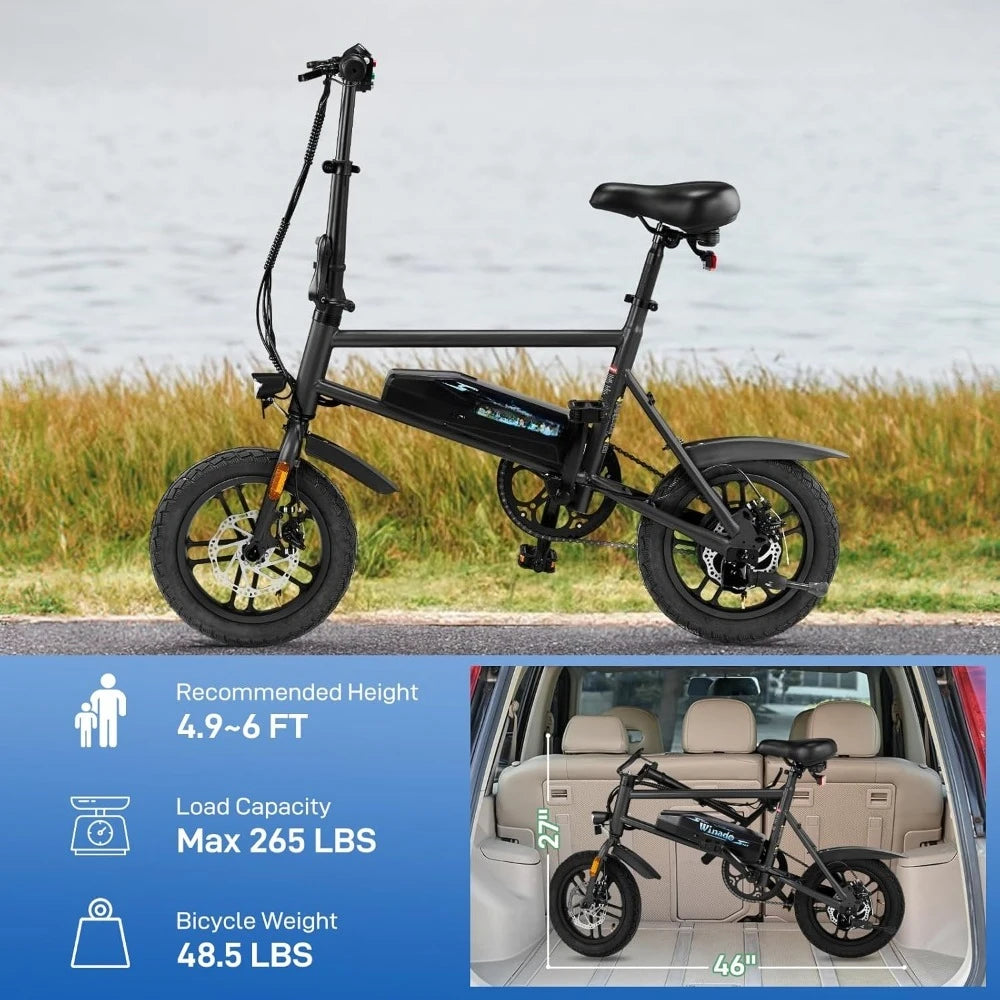 Electric Bike for Adults, 14" Folding Electric Bicycle 450W Motor with Dual Disc Brakes, Max Range 25Miles(Pedal-Assist)