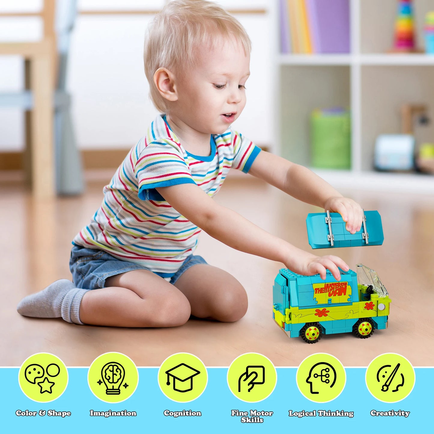 320PCS Mysteryed Machine Car Model Kit Building Blocks Movie Scooed Doo Panel Van Cartoon Vehicle  Bricks Toys For Kids Gifts