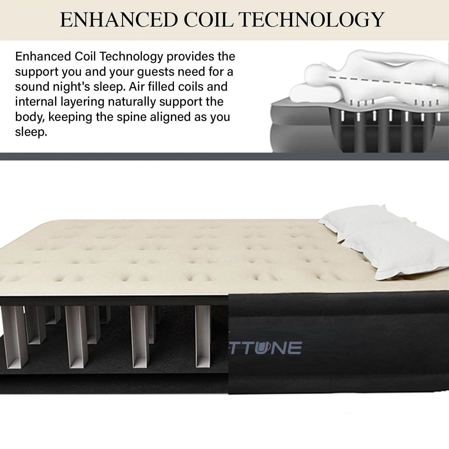 80x60x20in Queen Size Flocking Air Mattress With Built-in Pollow & High-Speed Pump for Home Camping Guests Luxury Double Airbed