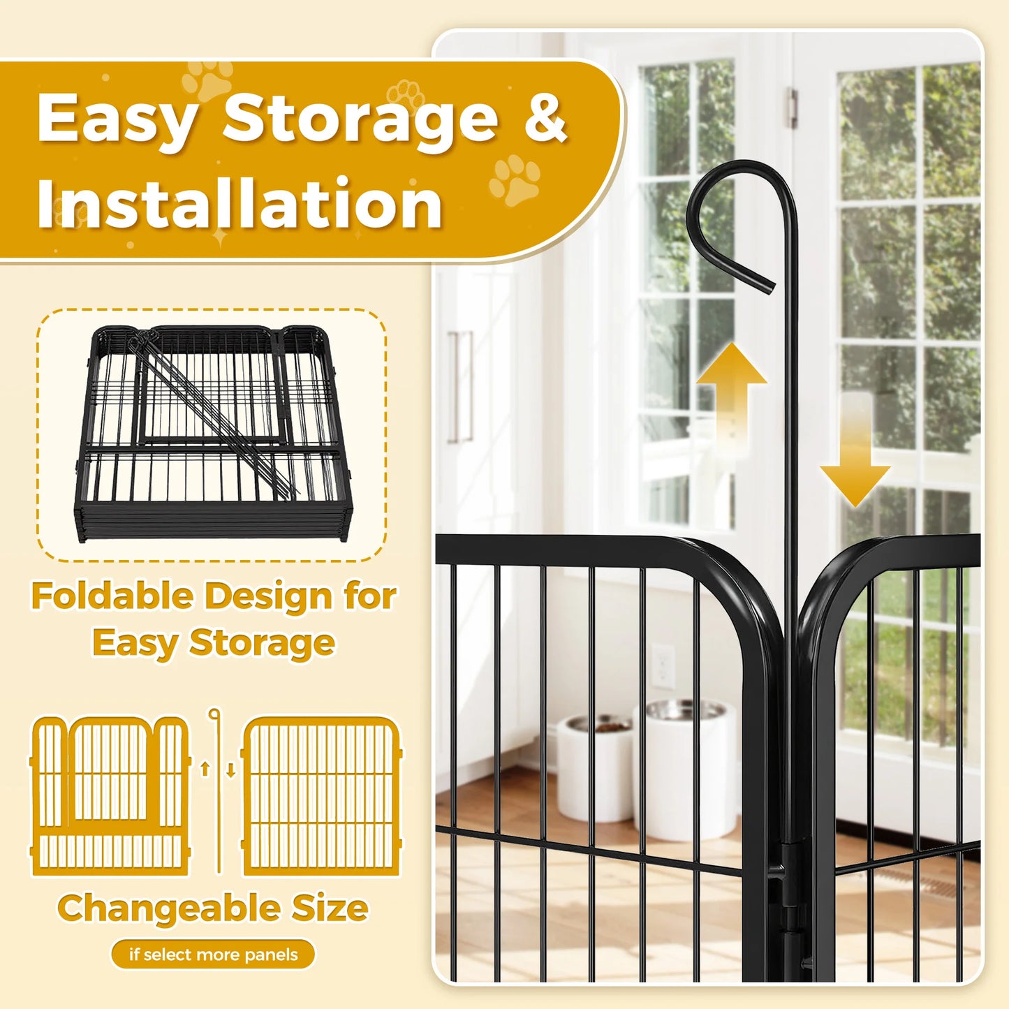 Dog Playpen with Door, Outdoor/Indoor Foldable Metal Pet Fence, Heavy Duty Puppy Exercise Pen for Yard, RV Camping, DIY Pet Cage