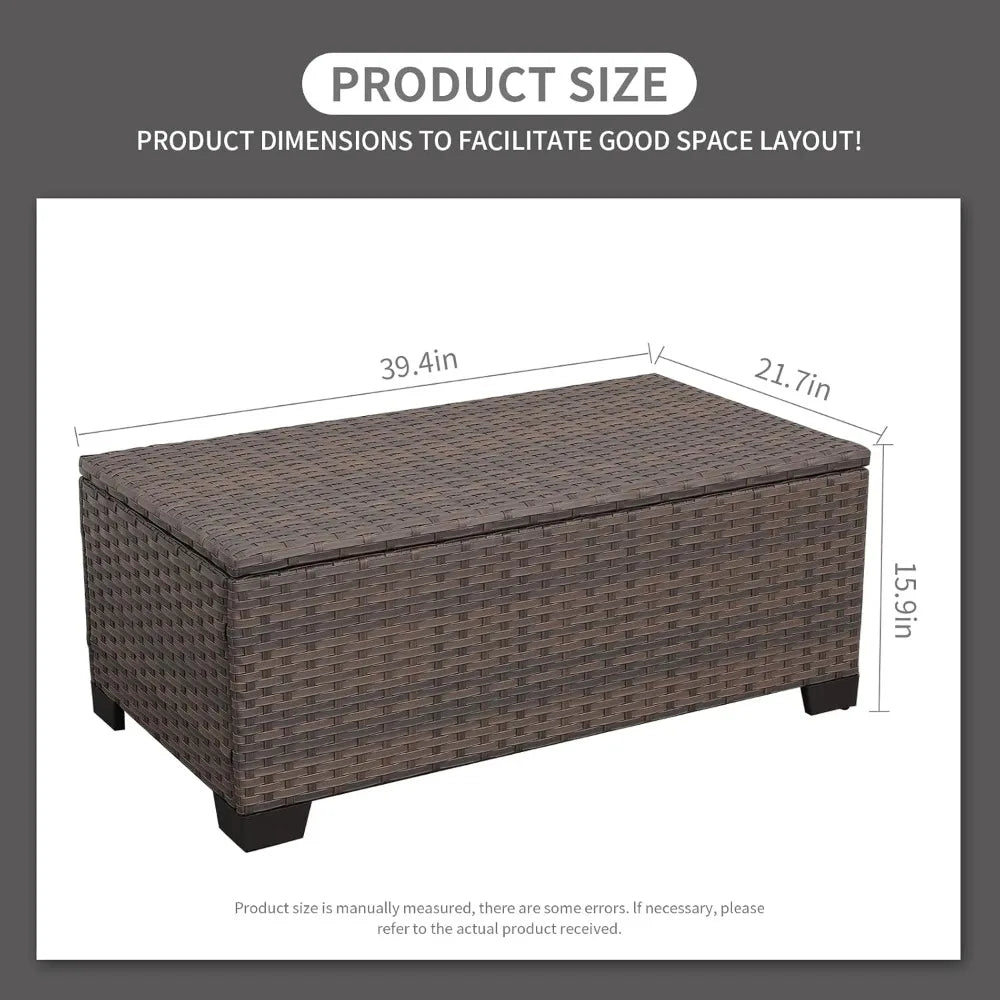 Outdoor Patio Storage Coffee Table with Wicker Design and Box Furniture