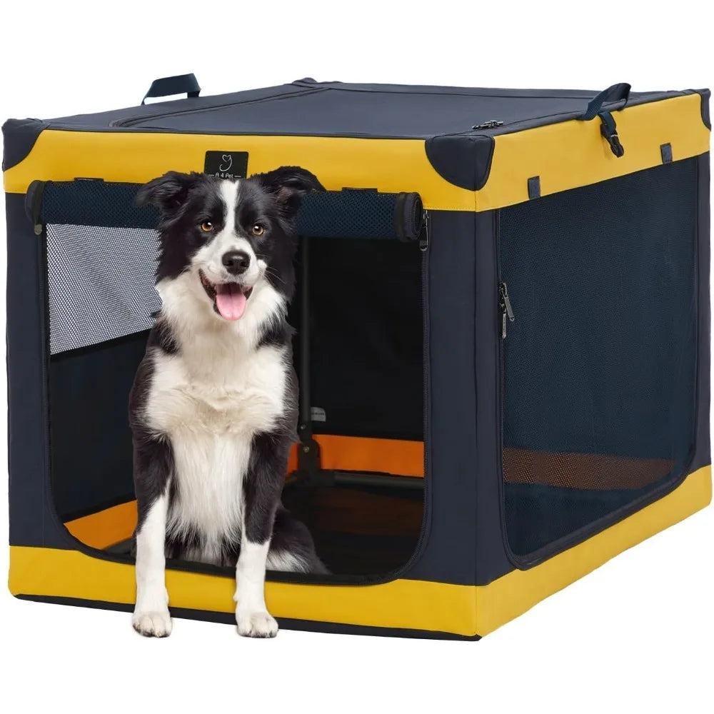 Adjustable Stainless Steel 40 Inch Dog Crate for Large Dogs - Lightweight, Durable, and Foldable Crate